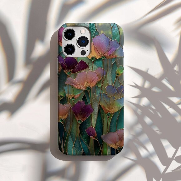 Floral Stained Glass Luxe IPhone 16,15,14,13 (Pro Max,Pro,Plus) Phone Case - Picture 10 of 14